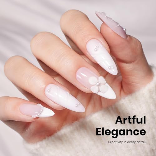 Image of Beetles White Gel Nail Polish - FrostedWhite 15ML /0.51Fl Oz, Milky White Gel Polish, Same Color Same Bottle STAY SHINING, Soak Off UV LED Lamp French Nails Art, Manicure Salon DIY Home White Nails