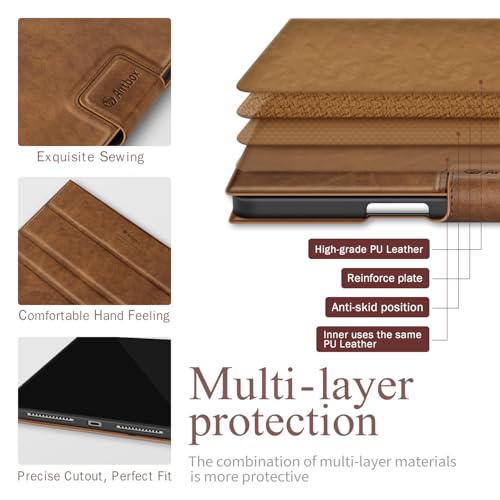 Image of Antbox Case for iPad Air 13 Inch 2026 M4 /2025 M3 /2024 M2, Tan | Premium Vegan Leather, Supports Pencil Pro and Pencil (USB-C), Auto Sleep /Wake, Built-in Pencil Holder