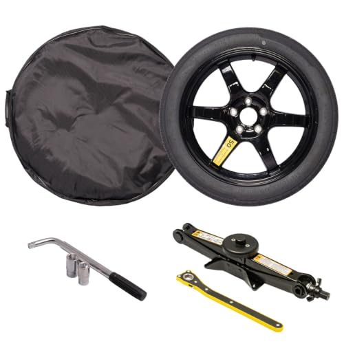 StanceMagic Complete Spare Wheel Tire Kit Fits 2017-2026 Tesla Model 3 Performance with 20 Wheels 18x4 Rim 125/85R18 Tire 2 Ton Scissor Jack Tools Carrying Bag Also fits Highland