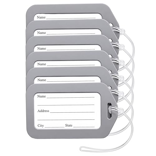 Storite Pack of 6 Luggage Tags, Smart Tags for Travel Suitcases, Travel Bags Tags for Easily Identification of Bags (Grey)
