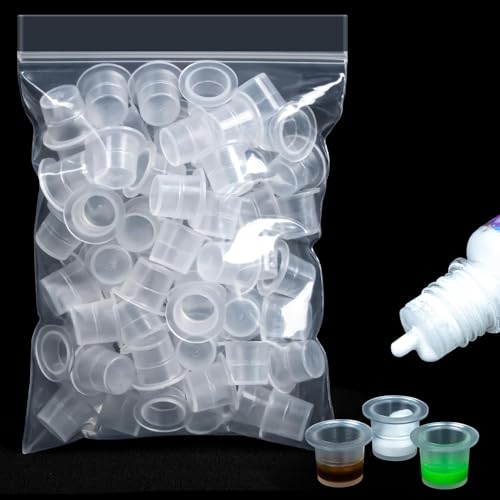 100PCS Plastic Tattoo Ink Caps - Small Ink Cups Non-Spill Tintas Para Tatuajes Accessories Durable & Lightweight for Precise Tattooing Art Supplies (Mini Size)