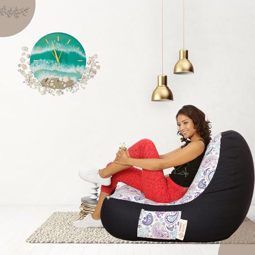 Image of Style Homez Urban Design Denim Canvas Paisley Printed Bean BagXXL Size Filled with Beans Fillers