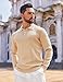 COOFANDY Mens Long Sleeve Polo Pullover Vintage Knit Quarter Button Sweater Classic Old Money Clothes Khaki, XX-Large
