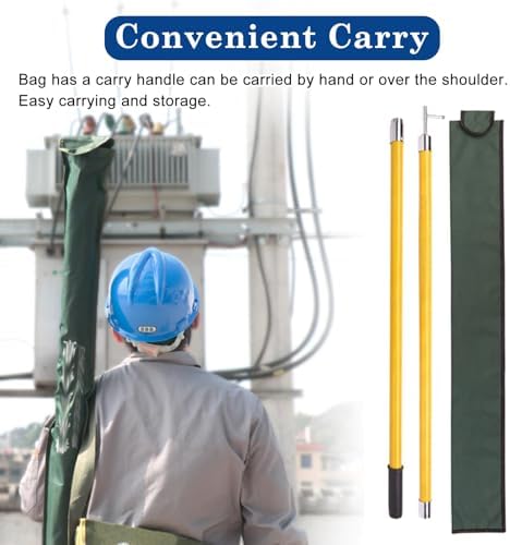 High Voltage Insulation Extension Pole with Rainproof Rubber Cap, 10kV 3.0m (10') Power Switch Operating Rod for Electrical Maintenance & Failure Recovery - 3 Sections