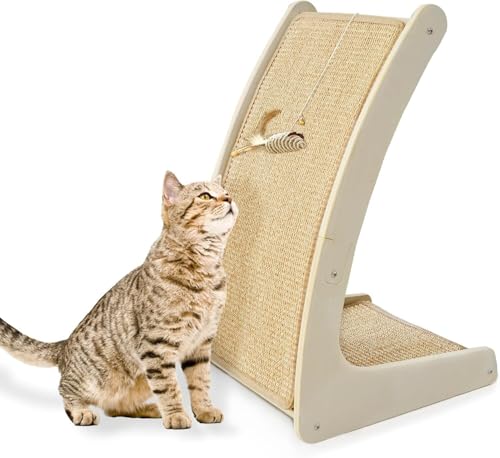 FJJRTWDG Practical L-Shaped Sisal Cat Scratching Board, Artificial Pet Scratching Board, Suitable for Indoor Pets Suitable for Indoor Pets(Curved Scratcher)