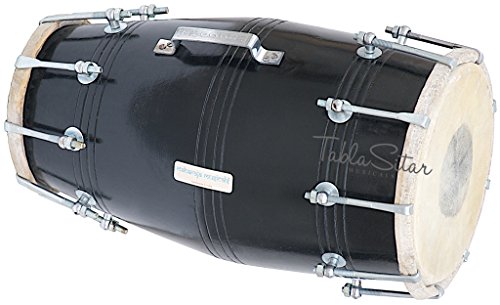 Maharaja Musicals Dholki, Black, Mango Wood, Bolt-tuned, Spanner, Padded Bag, Dholak Drum Instrument (PDI-FJ)