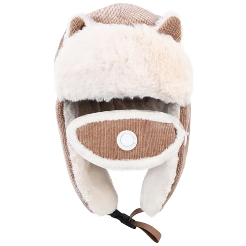 Bonnet d'hiver femme kaki chaud et épais avec protection oreille chapka