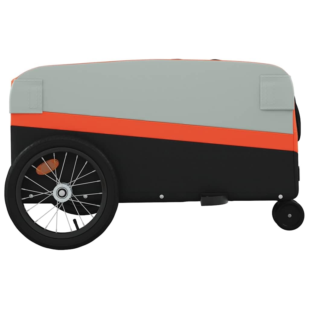 Remolque de bicicleta de hierro negro y verde con tela Oxford, capacidad de carga x 52,5 x 42, barra de tracción y bandera de seguridad para equipaje, compras, exterior