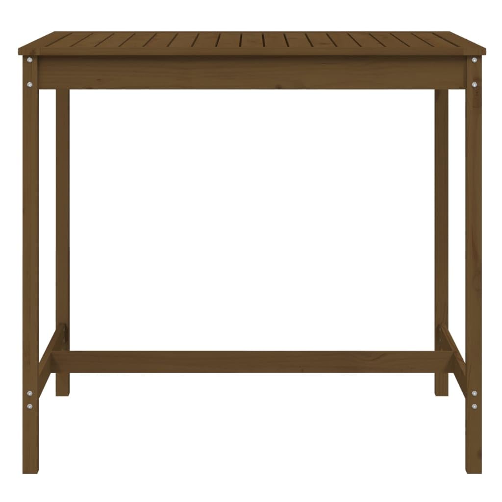 Stół ogrodowy, miodowo-brązowy z litego drewna sosnowego, 121 x 82,5 x 110 cm, stabilny, wytrzymały, na balkon, taras, do ogrodu zimowego, werandy, idealny do grillowania, jedzenia i pikniku