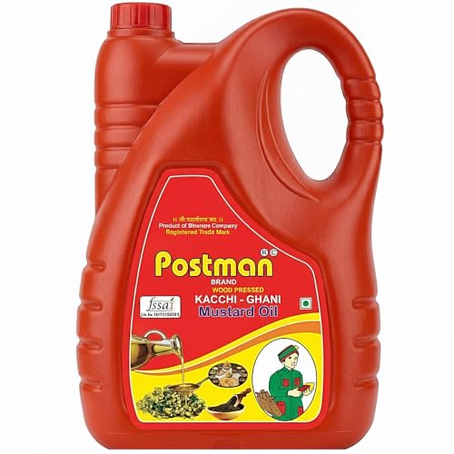 Image of Postman Wood Pressed Mustard Oil 5 Litre Jar | Cold Pressed Kacchi Ghani Sarso Tel
