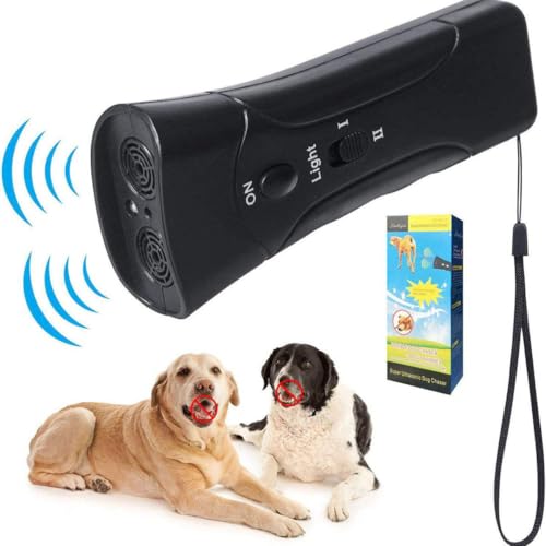 Image of Ultrasonic Dog Repeller with LED Flashlight - Portable Handheld Dog Bark Control & Training Device for Walking, Outdoor Safety & Behavior Support
