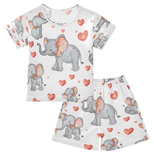 senya Short Sleeve Pajamas Sets Summer Cotton Sleepwear Love Heart Elephant