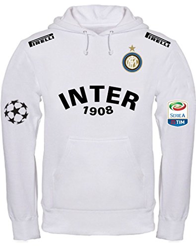 Felpa con Cappuccio Inter Personalizzata Bianca