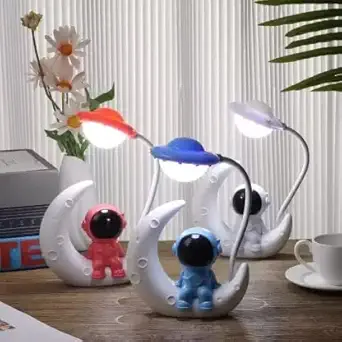 SNJ Children Decor Bedroom Astronaut Desk Moon Study Lamp with USB Charging for Kids