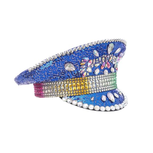 Chapeau strass bleu marine réglable idéal pour vos soirées