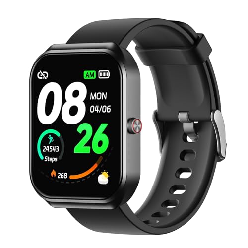 RORIOS Unisex Smartwatch – Reloj Inteligente Multifunción Reloj de Pulsera con 100+ Modos Deporte, Monitorización Ritmo Cardíaco y Sueño, Activity Tracker para Hombre Mujer Watch Negro A
