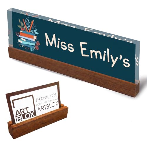 Image of Floral Acrylic Desk Name Plate | Custom Office Sign