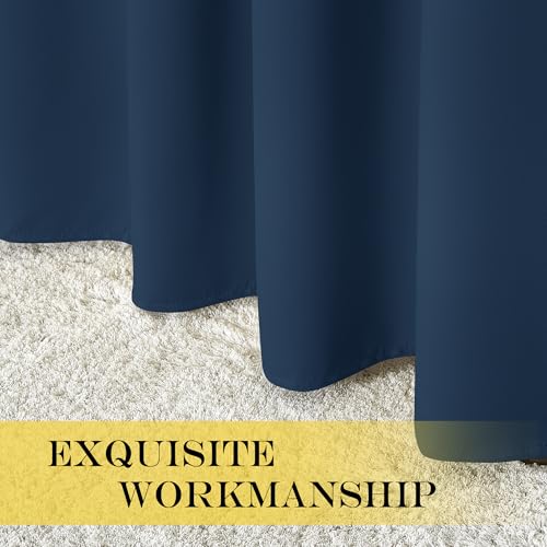 NICETOWN Blackout Curtain Drape for Bedroom - Light Reducing Thermal Insulated Solid Grommet Room Darkening Window Curtain 90 inches Long for Living Room (Moroccan Blue, 1 Piece, W66 x L90)