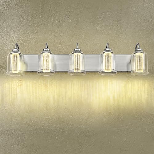 zeyu 5-Light Dimmable LED Bathroom Wall Light, 30W Nickel, ZSL72B-5W LED BN