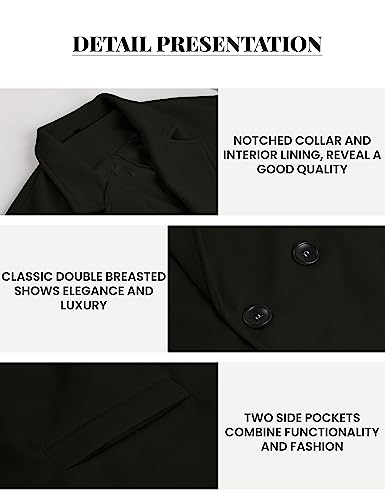 UANEO Women's Wool Blend Coat Oversized Double Breasted Long Trench Overcoat Winter2