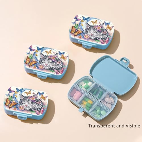 Image of ARTopet Diamond Art Painting Mini Storage Box with 6-Grid Creative Design Compact Portable Small Case for Purse Travel Daily-Cat