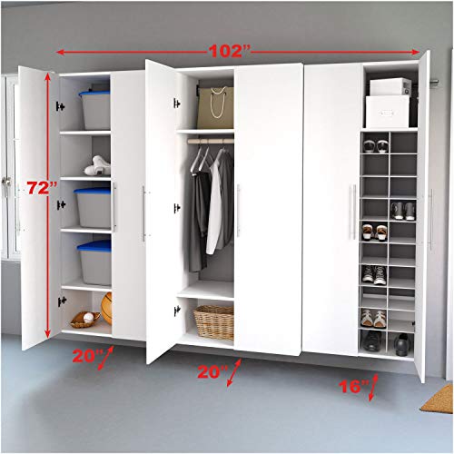 Image of Prepac L HangUps Storage Cabinet Set, 72 in. H x 102 in. W x 20 in. D, White, Set L - 3 pc