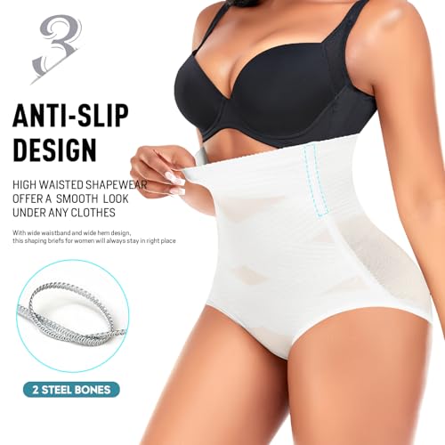 Image of Werena Women Tummy Control Shapewear Panties Shaping Underwear High Waist Body Shaper(#1 Shaping High White, X-Large)