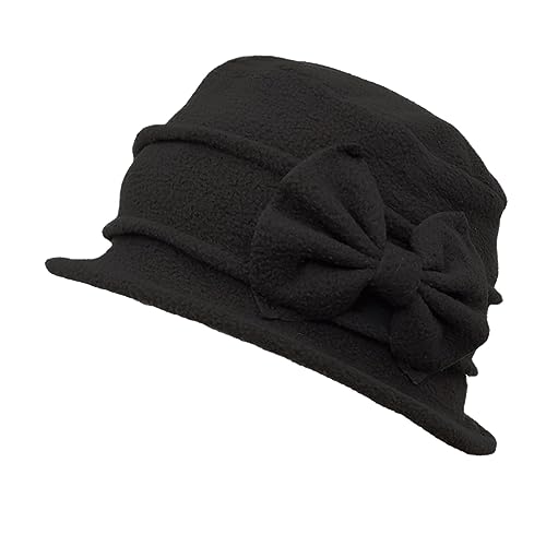 ZffXH Bucket Hat Damen, Schwardz Winter Warm Women Wool Knit Fleece Floral...