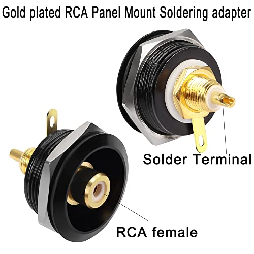 QIANRENON Gold Plated RCA Embedded Threaded Fixed Adapter RCA Female to Solder Terminal Panel Mount Connector RCA Component video solder socket - Image 2