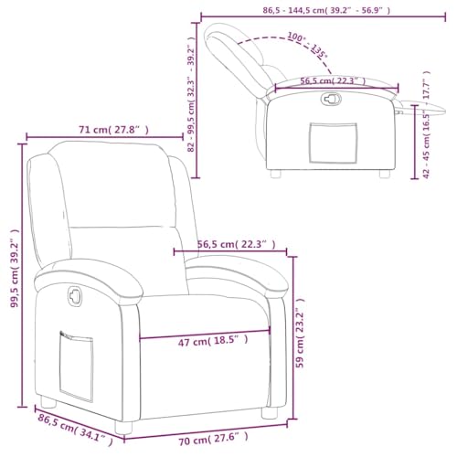 Sillón Reclinable Cuero Negro miniatura 3