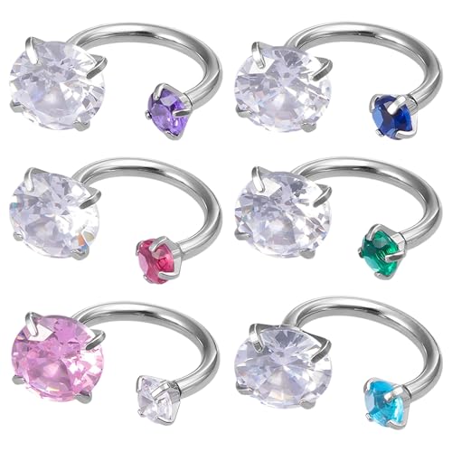 Piercing hélix lot fer à cheval acier titane zircon cubique double tête