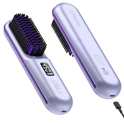 Cordless Hair Straightener Brush, Portable Mini Heated Hair Brush...