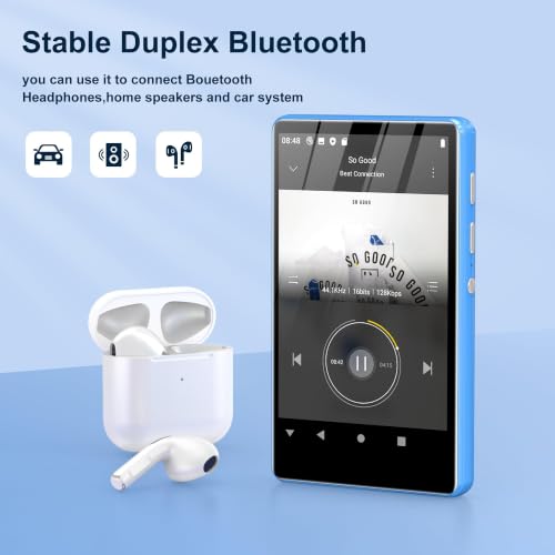 Image of SWOFY 80GB MP3 Player with Bluetooth and WiFi, 4 inch Full Color Touch Screen MP4 Music Player with Parental Control,Spotify,Audible,YouTube, Android Digital Audio Player for Kids,Up to 1TB,Blue