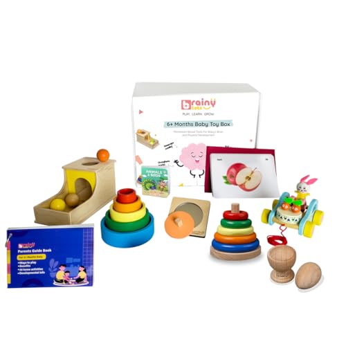 Image of Baby Toys for 6 to 12 Months Montessori Learning Kit | Wooden & Fabric Tummy Time Toys for Babies with Object Permanence Box | Fine Motor Skill Development & Early Education Playset
