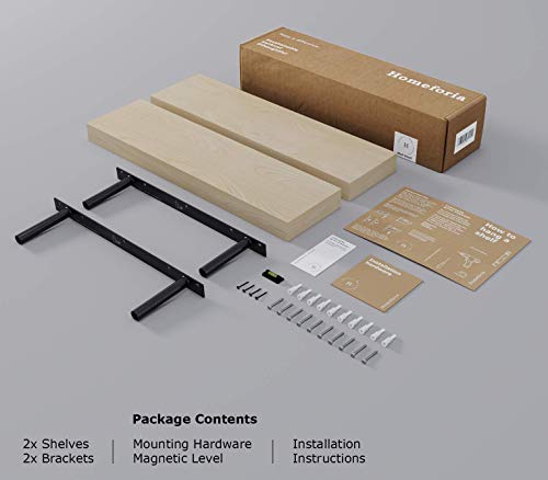 Homeforia Rustic Farmhouse Floating Shelves, Bathroom Wooden Shelves For Wall Mounted, Thick Industrial Kitchen Wood Shelf - 24 X 6.5 X 1.75 Inch - Set Of 2 - Unfinished - No Stain - Diy #TOP4