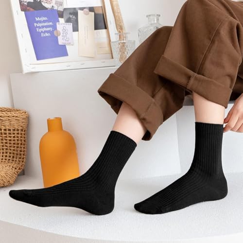 Solid color mid tube socks in multiple pairs, high elasticity and comfort, simple style for daily wear socks4
