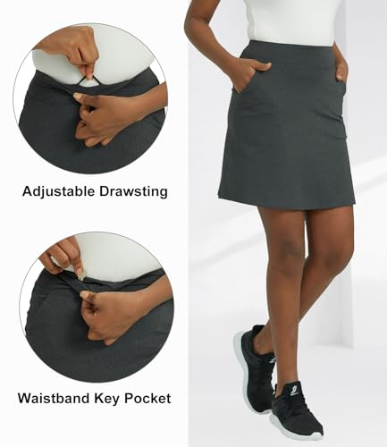 HonourSex Women Skorts Knee Length Skirts Causal Skorts Skirts with Pockets Golf Skirt Plus Size Grey M
