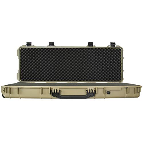 Eylar 38" Inch Protective Roller Rifle Hard Case With Foam, Waterproof & Crushproof, Two Rifles Or Multiple Guns, Pressure Valve With Lockable Fittings Tan #TOP2