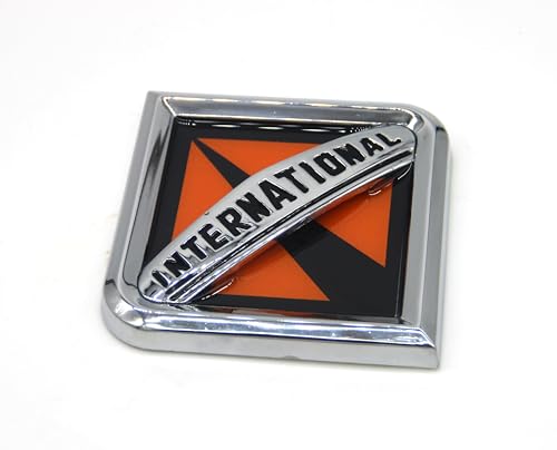 Image of Generic Compatible with International Truck Front Hood Grille Emblem - Chrome /Orange 3550901C2 5 inch inch W X 5.5 inch inch H Adhesive Resin, DLF5852FGHT
