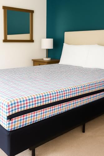 Image of Fairy Down Cotton 300 TC Mattress Cover /Protector with Zip /Chain for King Size Bed (Color: Red Line | Size: 78 * 78 * 5)