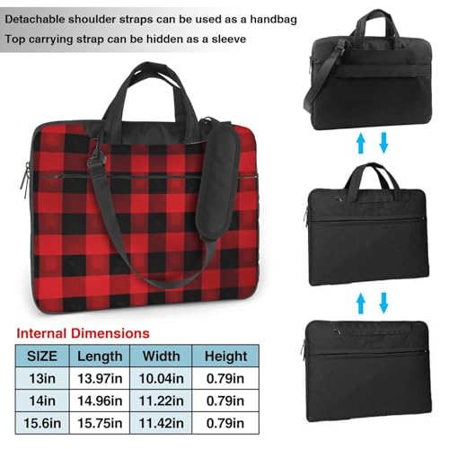 Bolso Tote para Laptop con patrón de cuadros rojo y negro miniatura 4