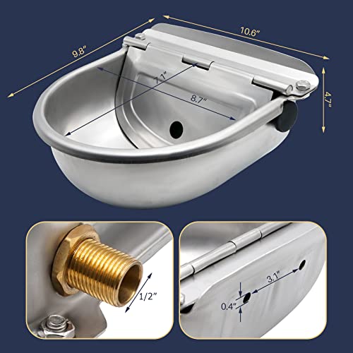 Muduoban Automatic Waterer,304 Stainless Steel Automatic Water Bowl Dispenser With Brass Float Valve For Dog,Self Filling Water Trough Feeder For Horse Cow Goat Chicken Pig Sheep Livestock thumb #1