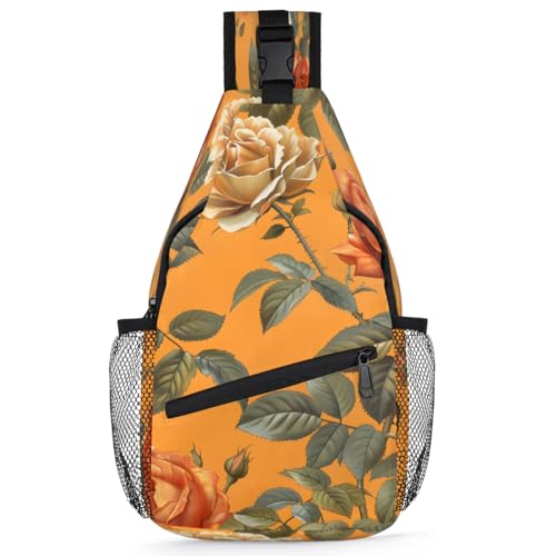 Sling bag unisex con estampado floral 7.9 x 3.5 x 14.2 pulgadas