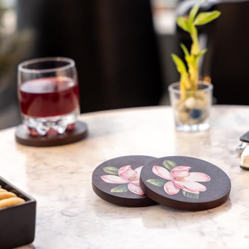 Image of Ireka Home Sakura Coaster Set of 4 | Tea Cup, Coffee Mug & Glass Coasters, Dining Table, Office & Home Decor