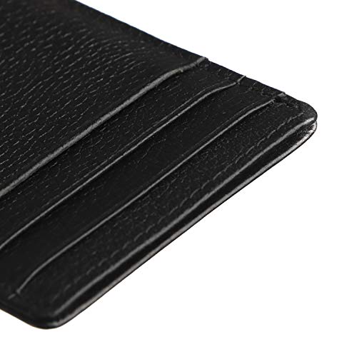 Image of Cross Leather Men's Money Clip Wallet | 3 Card Slots | 1 Multi-Purpose Slip-in Solts | Magnetic Closure Money Clip- Black | Premium Design | Lightweight | Genuine Leather