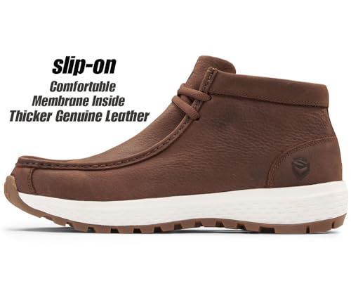 Image of SUREWAY Men's Chukka Boots,Lightweight Durability Leather Moc Toe Work Boots,Fashion Hiking,Driving Shoes,Chelsea Boots for All-Weather Comfort (Office,Casual,Dress)