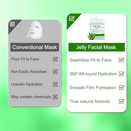 Jelly Mask for Facials Professional Natural Gel Face Masks, Hyaluronic acid Hydrating Rubber Mask Jar Face Mask SkinCare 23 Fl Oz (Aloe Vera)