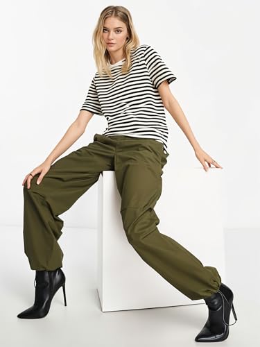 Image of Mack Jonney Oversized | Loose Fit | Half Sleeves 100% Cotton Round Neck Striped T-Shirt for WOMEN-MACK640651