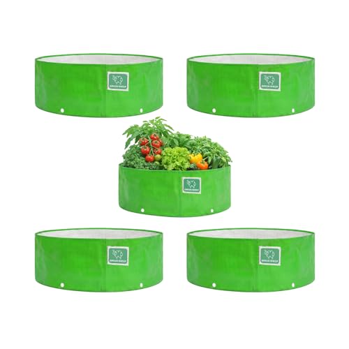 Image of GREENSHEEP HDPE Grow Bag Heavy Duty 260 GSM Round Plants Flower Growing Bags Floor Standing Mount Type for Home Garden Balcony Terrace Kitchen Nursery (Green, 15x6 inch, Pack of 5)