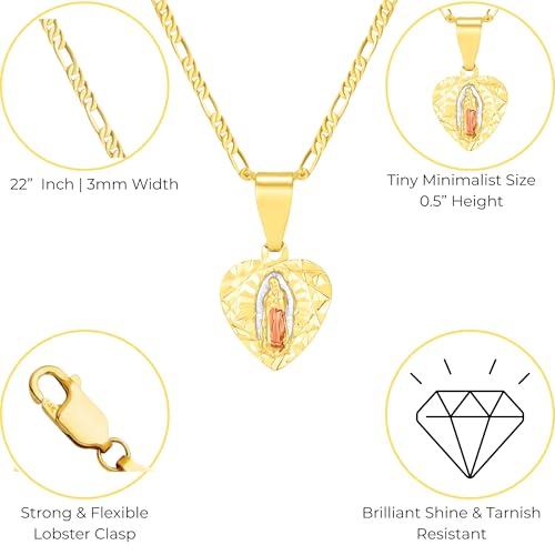 Luxe & Co. Jewelry Virgin Mary Guadalupe Necklace – 14K Gold Plated Heart Pendant, 22” Chain4